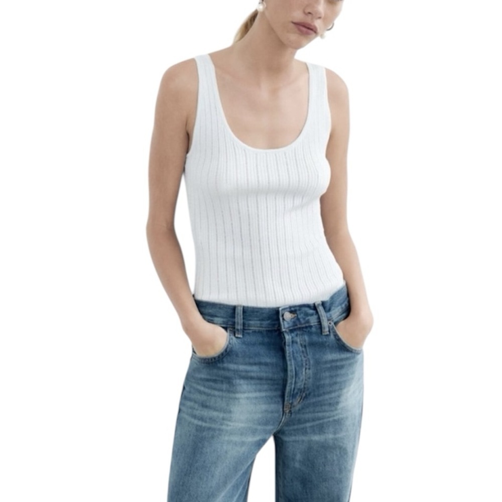 🆕 ZARA RIBBED SILVER GRAY KNIT BODYSUIT WITH METALLIC THREAD sz medium Bling